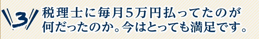 3.税理士に毎月5万円払ってたのが何だったのか。今はとっても満足です。